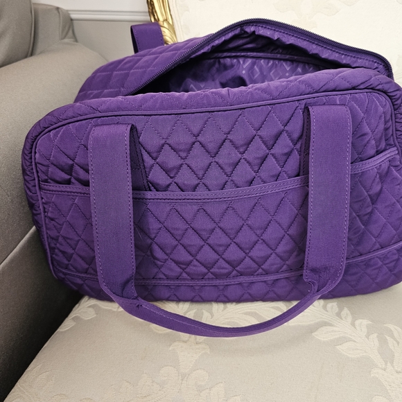 Vera Bradley Elderberry Purple Microfiber Carry On Tote Weekender Travel Bag - Picture 9 of 9